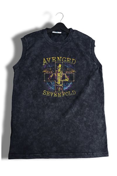 Fuddy Moda Αμάνικο μπλουζάκι Skull Avenged Sevenfold με στάμπα πλυσίματος με λαιμόκοψη