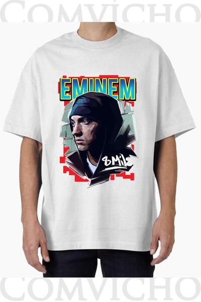 COMVİCHO Unisex Eminem V6 Design Printed Oversize T-Shirt