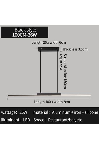 Choice Warm White 100CM BLACK Pendant Lights Modern Simple Dining Room Lights For Kitchen Long Chandelier L