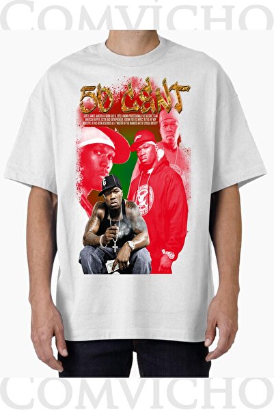 COMVİCHO تي شيرت مطبوع بتصميم 50 سنت v6 للجنسين