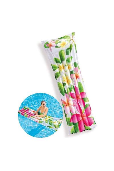SIKS ® Inflatable Pool Mattress, Hawaii Pattern with Flowers, 183x69 cm, Multicolor