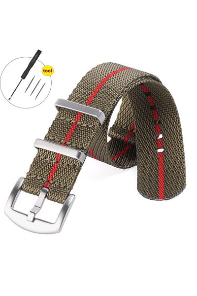 Choice 20mm B-Green-Red High Density Nylon Strap for Omega Seamaster 007 20mm 22mm Soft Nylon Bracelet for