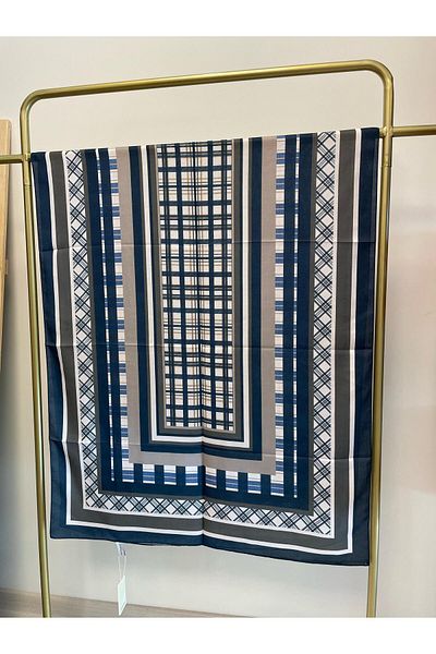 MENESSA Cotton Voile Delux Plaid Pattern Shawl