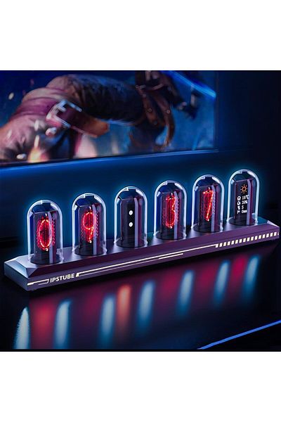 Choice base no light USB Powered RGB Nixie Tube Clock with IPS Color Screen, Corded Electric Aluminum Oval