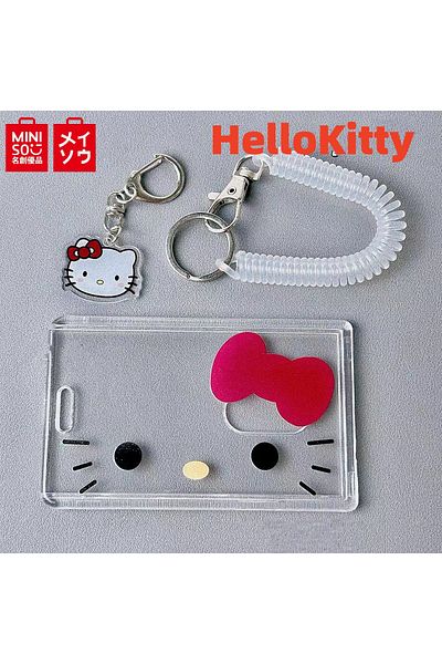 Miniso HelloKitty Cute Sanrioed Hello Kitty Card Holder Cartoon Badge Credit Card Case Bank Id Bus Card Hol