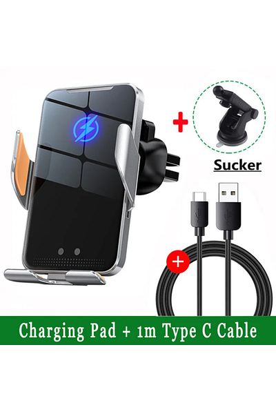 Vikefon Black with Sucker Wireless Car Charger Magnetic Auto Car Phone Holder Mount For iPhone 15 14 13 12 X