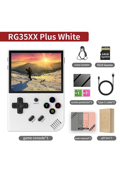 Choice 64G RG35XX Plus White ANBERNIC RG35XX Plus/RG35XX Retro Handheld Game Console 3.5″ IPS Screen Linux