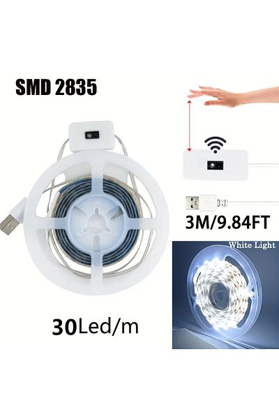 Choice 3m Cold White USB LED Strip Lights DC 5V Smart Dimmer Hand Scan Sensor Switch On/off Control Backlig