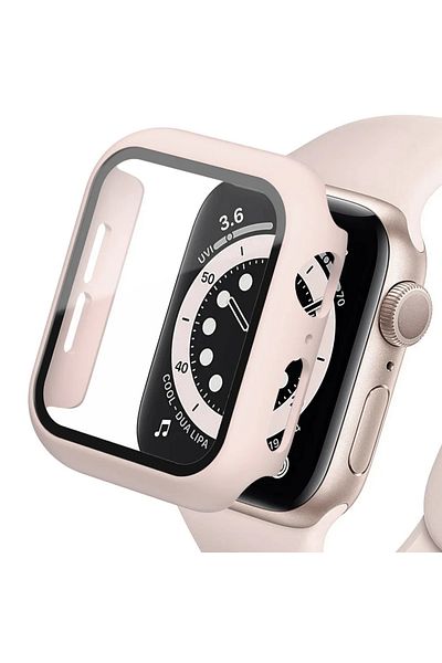 Choice Series 4654 SE 44MM Pink sand 15 Tempered Glass+cover For Apple Watch 9 8 41mm 45mm 42mm 38mm PC bum