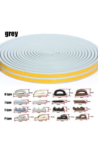 Choice 5m (16.4FT) D (9MMX6MM) Grey 5m/10m Weather Stripping Door Seal Strip Diep Self-adhesive Draft Stopp