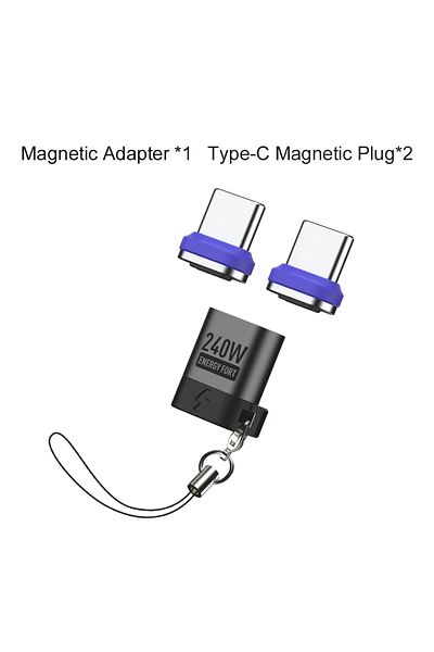 Choice Adapter x 2 Plug x1 240W Magnetic Right Angle USB C Male to USB C Female Adapter 90 Degree PD3.0 Fas