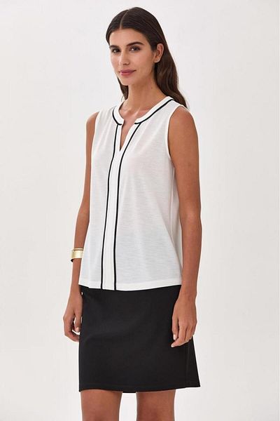 İKİLER Judge Collar Piping Detailed Blouse 025-1022