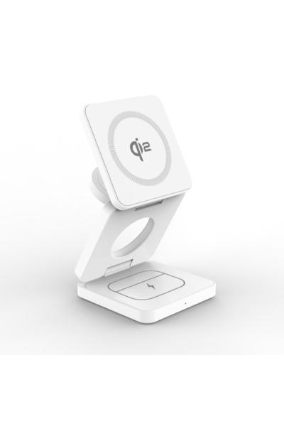 Choice Qi2-White Qi2/Qi1 3 في 1 شاحن لاسلكي مغناطيسي 15 واط لهاتف Iphone 17 1...