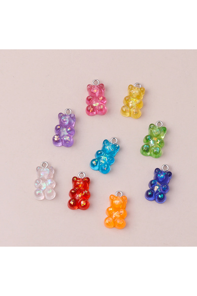 Choice Mixed Color 10pcs 22X11mm Resin Sequins Gummy Bear Charms for Jewelry ...