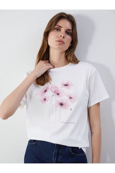 LC Waikiki New Season Crew Neck Floral Printed Women's T-Shirt - S5Il99Z8