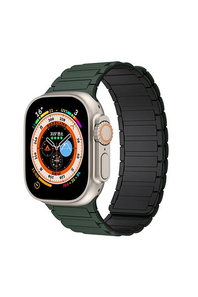 CAOWTAN 42mm 44mm 45mm 49mm green black Magnetic Silicone Strap for Apple Watch Band Ultra 2 49mm 45mm 41mm