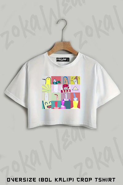 ZOKAWEAR Tricou oversize cu imprimeu cu grilă Punpun