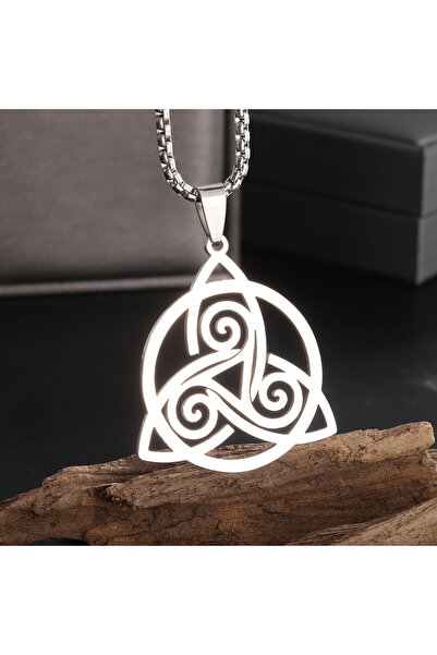 Choice AL20244- قلادة فضية بعقدة سلتيك أيرلندية للحظ السعيد، مصنوعة من الفولاذ المقاوم للصدأ، تميمة قمر ساحرة، حماية يهودية