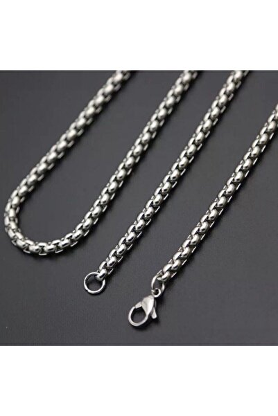 Baykuş Erkek Gri Örme Model Çelik Zincir Kolye 60 Cm