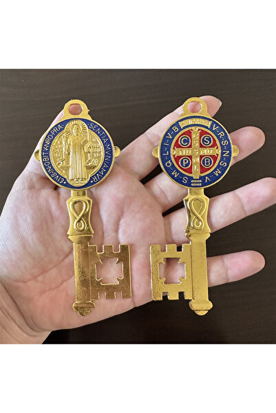 Choice مجموعة من قطعتين من ميدالية القديس بنديكت المطلية بالمينا ذات الوجهين،...