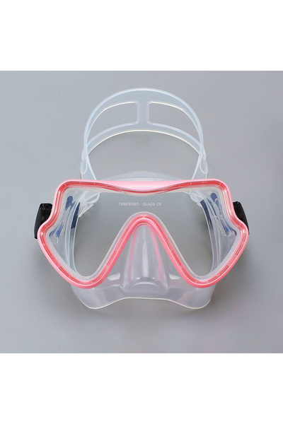 Choice قناع غوص وردي، نظارات سباحة، غوص سكوبا، تنورة سيليكون، زجاج مقسّى، بانورامي عالي الدقة للبالغين