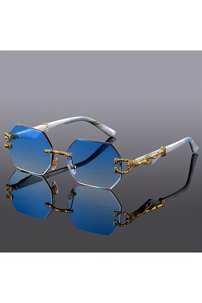 Choice Blue Geometric Leopard Print Sport Glasses For Women, Lightweight & Durable Composite Frame, Trendy