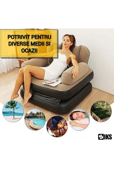 SIKS Inflatable Armchair and Inflatable Chaise Lounge, 2 in 1, Made of PVC, 100x88x90cm