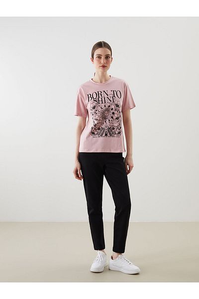 LC Waikiki Tricou de damă cu imprimeu cu decolteu rotund de sezon nou - S5KR10Z8