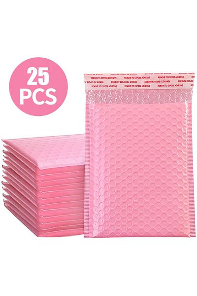 Choice Pink 25Pcs Pink Poly Bubble Mailer Bubble Mailers Padded Envelopes for Gift Packaging Lined Poly Mai