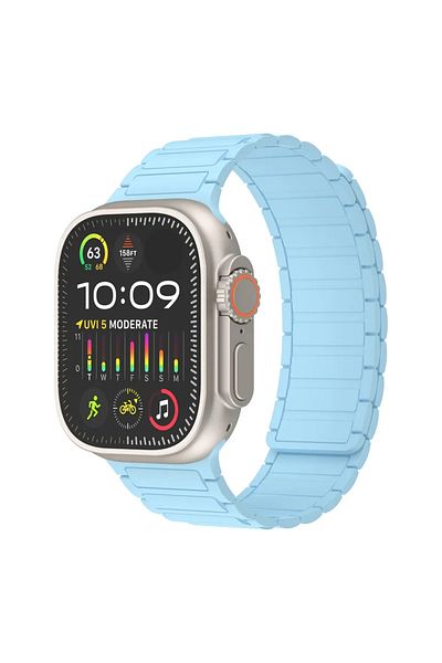 CAOWTAN 42mm 44mm 45mm 49mm light blue Magnetic Silicone Strap for Apple Watch Band Ultra 2 49mm 45mm 41mm B