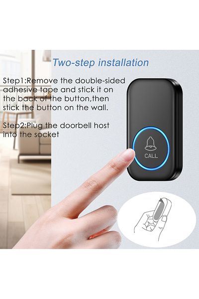 Choice US PLUG Wireless Doorbell Intelligent Welcome Door Bell 300M/984 FT Remote 60 Songs Melodies Home Sm