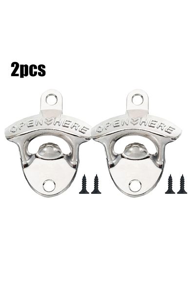 Choice silver 2pcs Zinc Alloy Wall Bottle Opener Kitchen Bottle Opener Retro Alloy Wall Mounted with Screws