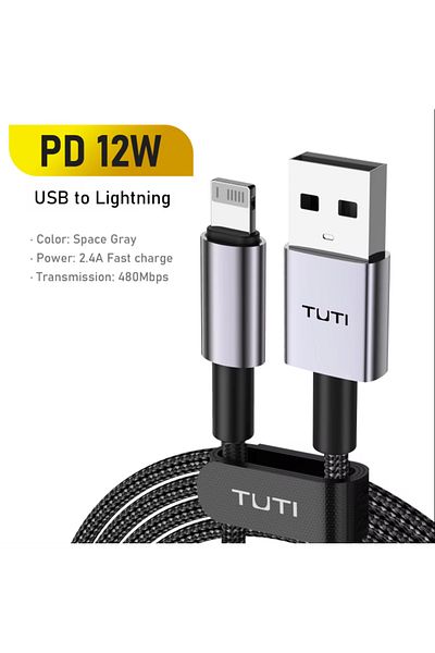 Choice 1.8m 2D 12W black AC TUTI 9V 3A 30W USB C to Lightning Fast Charging Cable – for iPhone , Pro Max/1