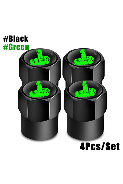Choice10 Black-Black Green AUTCOAT 4Pcs/Set Tire Valve Caps, Premium Metal Se...