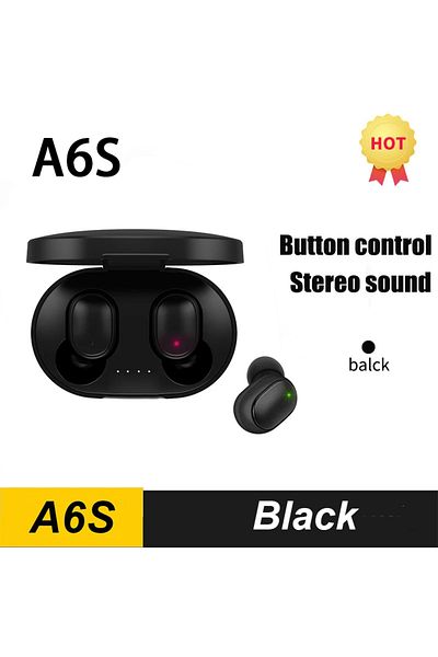 Choice Black Original A6S TWS Wireless Bluetooth Headset with Mic Air Pro Earbuds for Xiaomi Noice Cancelli
