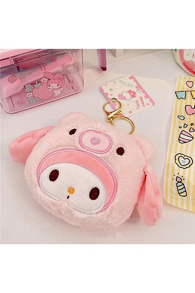 choice2 Melody Sanrio Kuromi Plush Keychain Wallet Melody Cinnamoroll Plushies Coin Purse Earphone Organizer