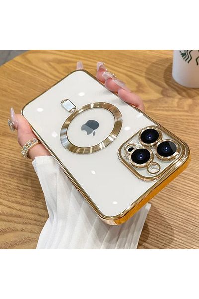 Choice For iPhone 16Pro Max Gold Fashion Plating Magnetic Soft Case For Magsafe For iPhone 15 14 13 12 11 1