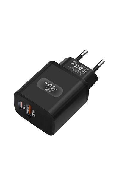 Choice Black 40W USB-C Fast Charger Adapter PD Wall Charger block PD QC 4.0 PPS Dual Port Type C Charger fo