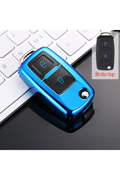 choice2 for VW Volkswagen Blue Key Case 2 Button Car Key Case Cover Shell Fob...
