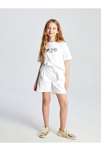 LC Waikiki Buxe White Girl's Shorts with Elastic Waist