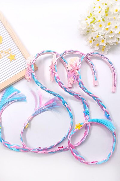 VİTRİNMİXMİNİ DENİZ YILDIZLI VE SAÇ ÖRGÜLÜ KUTULU KIZ ÇOCUK TAÇ- AÇIK MAVİ &P...