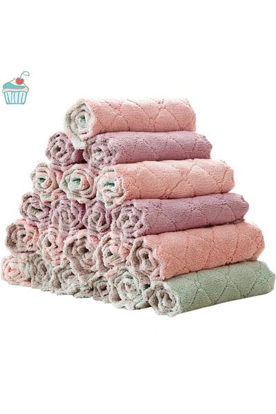 Choice 30x30cm 10PCs Random color 10/20pcs Dishwashing Cloth Kitchen Cleaning Wipes Household Multipurpose
