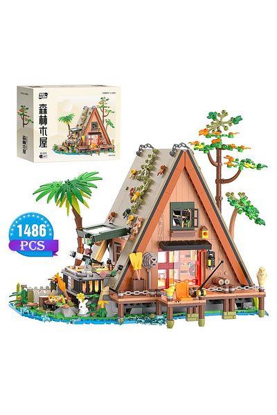 Choice With Box 1486PCS 6028 1486PCS Forest House building blocks with LED light Tree Cabin Display Set Bui