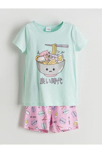 LC Waikiki New Season Printed Girls' Shorts Pajama Set -