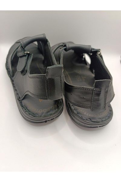 Bukond Men's Genuine Leather Sandals Soft Puff Summer Orthopedic Sandals