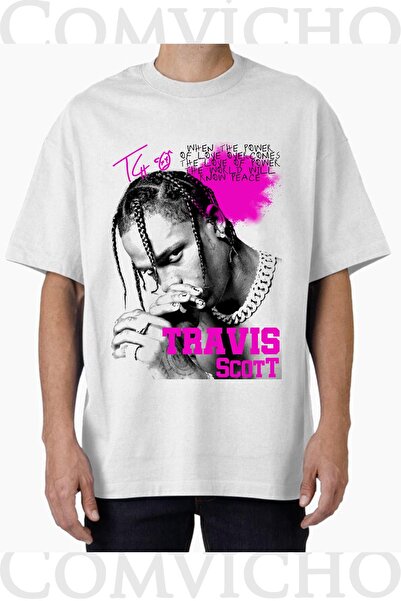 COMVİCHO تي شيرت مطبوع بتصميم ترافيس سكوت v12 للجنسين
