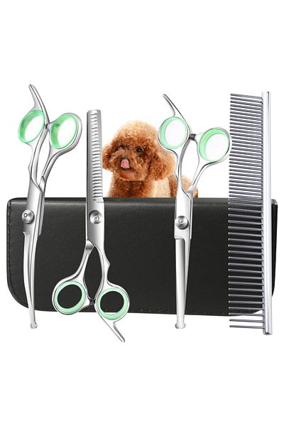 Choice Green 4PCS Kit 4pcs/Set Dog Grooming Scissors Professional Stainless Steel Pet Hair Cutting Shears S