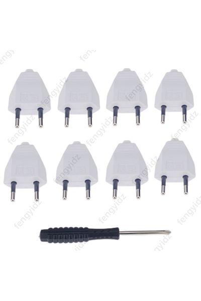 Choice white 8pcs EU Plug Adapter with Screwdriver 220 V 2.5 A European Plug Socket Replacement Rewireable