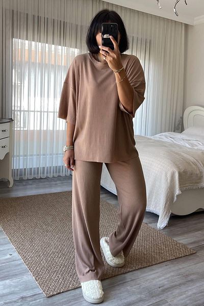 MJAMASS Mink Color Casual T-Shirt Set