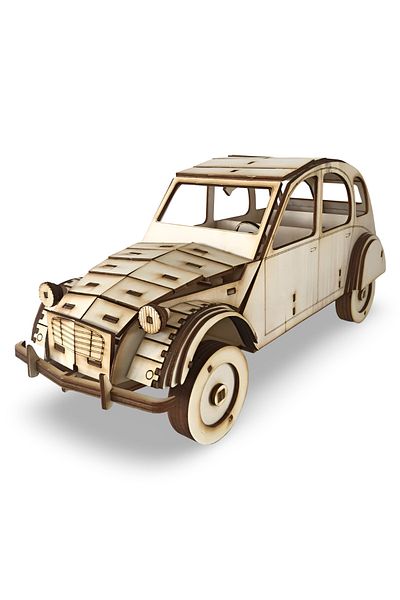 ALGWOOD 3D Citroën 2Cv 1975 Wooden Model - Classic Citroën 2Cv Wooden Model - 3D Hobby Puzzle